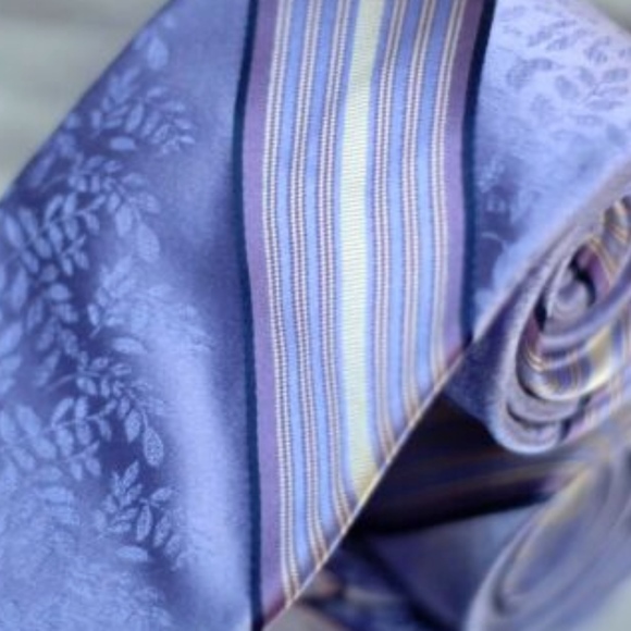 Blue Purple Floral Striped VALENTINO Silk LOGO Tie Italy | eBay Valentino Men\'s Tie Lavender Floral Stripe Woven